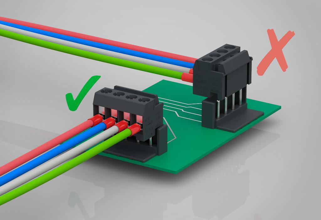 Protection against incorrect connection of the terminal block