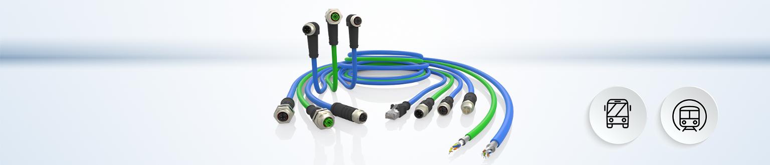 M12 cable assemblies for buses and rail vehicles