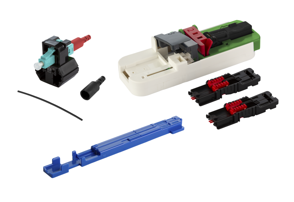 OpDAT FAST<sup>TM</sup> Hybrid connector kit LC PC OM3/OM4 <br />100 pieces for buffered fibres incl. tool