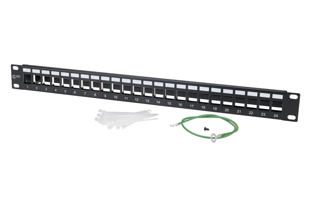 Panneau de brassage 19  1U 24 ports noir blindé vide - 130926-0029KE